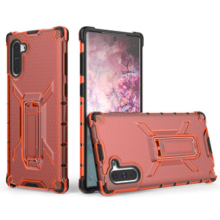 Samsung Galaxy Note 10 Case Rugged Drop-proof Heavy Duty Tinted Clear Impact Absoption Slim Fit with Durable Kickstand - Red