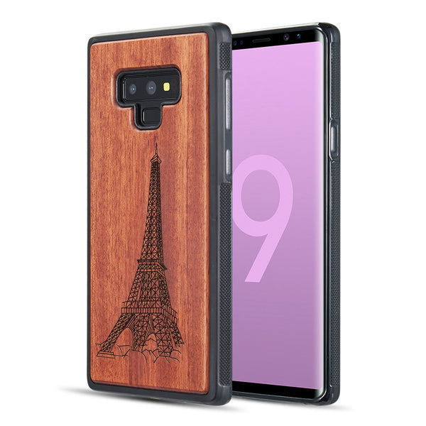Samsung Galaxy Note 9 Case Rugged Drop-proof TPU with Dark Rose Wood Trim - Bonjour Paris
