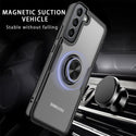 Case for Samsung Galaxy S22+ Robotech Fusion Candy Carbon Fiber Frame TPU with Acrylic Back Plate and Attached Magnet Ring Stand - Black