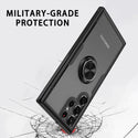 Samsung Galaxy S22 Ultra Case Case Rugged Drop-Proof Carbon Fiber Ring Holder Stand Kickstand - Black