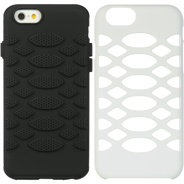 Apple iPhone 6, iPhone 6S Case Rugged Drop-Proof Tough Rubber "Beehive" Skin Black + White