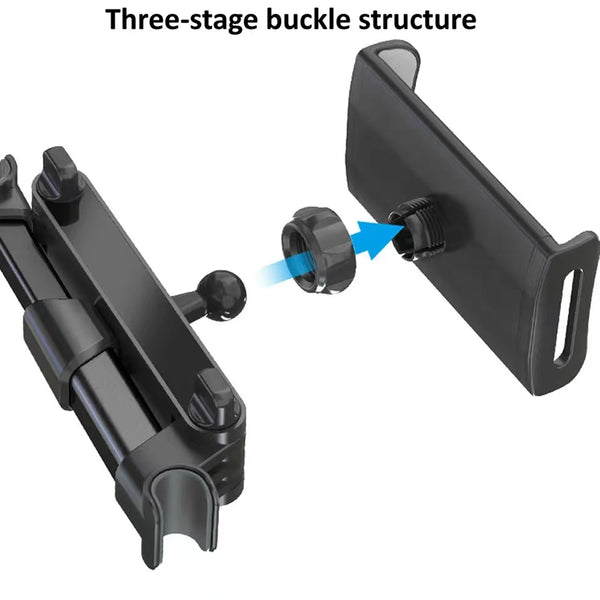 Universal Adjustable Rear Seat Headrest Tablet Holder with Long Extendable Neck - Black