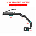 Universal Multi-Functional Clip On Car Mount with 180 Degree Rotatable Cradle and 360 Degree Rotatable Gooseneck - Black