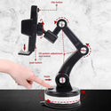 Universal Rotatable Strong Suction Dashboard & Window Car Mount with Extendable Gooseneck - Black