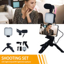 Universal Essential Video Making Kit with Phone Mount Holder LED Light and Podcast Microphone for Tiktok Youtube Podcast - Black