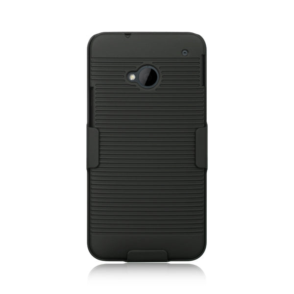 HTC One M7 Case Rugged Drop-Proof Snap-On with Holster Combo