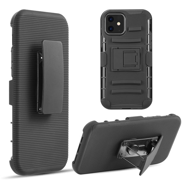 Apple iPhone 12 Mini Case Rugged Drop-proof Black with H-Style Stand Kickstand
