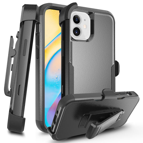 Case for Apple iPhone 12 (6.1") / 12 Pro (6.1") Adventure Heavy Duty Holster Combo with Military Grade Drop Proof Tested and Multi-Layer Defense (Wireless Charging Compatible) - Black (with Retail Packaging)
