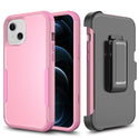 Apple iPhone 13 Case Rugged Drop-Proof Heavy Duty TPU with Extra Impact Absorption Corner Protection & Rotatable Holster Clip - Pink / Pink