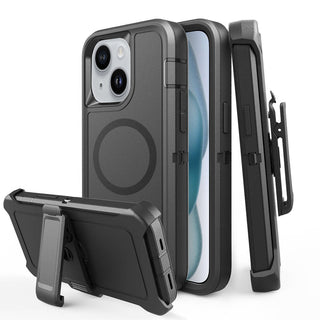 Case For iPhone 15 Explorer Heavy Duty Holster Combo - Black, Compatible with Magsafe, Military Grade Drop Proof, Wireless Charging