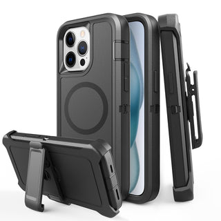 Case For iPhone 15 Pro Max Explorer Heavy Duty Holster Combo - Black, Compatible with Magsafe, Military Grade Drop Proof, Wireless Charging