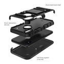 Apple iPhone XS, iPhone X Case Rugged Drop-Proof Heavy Duty Black + Black with H Style Stand Kickstand