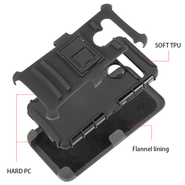 LG G8 Case Rugged Drop-Proof Black with H-Style Stand Kickstand