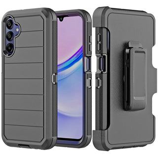 Case For Samsung Galaxy A15 5G Marshall Series Pc + Plus Tpu Hybrid Dual Protective With Rotatable Holster Combo Clip - Black