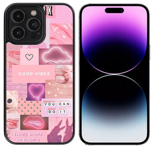 Case For iPhone 14 Plus (6.7"), iPhone 15 Plus (6.7") High Resolution Custom Design Print - Pink Vibes