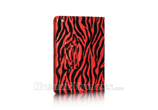 Apple iPad 2 Case Rugged Drop-Proof Pouch Stand Kickstand Zebra - Black / Red