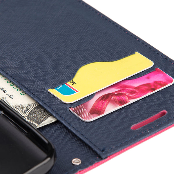 Google Pixel Case Rugged Drop-Proof Diary Wallet - Hot Pink + Navy Blue