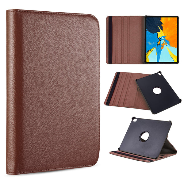 Apple iPad Pro 11 Case Rugged Drop-proof Tablet Folio Cover with Rotating Stand Kickstand - Brown