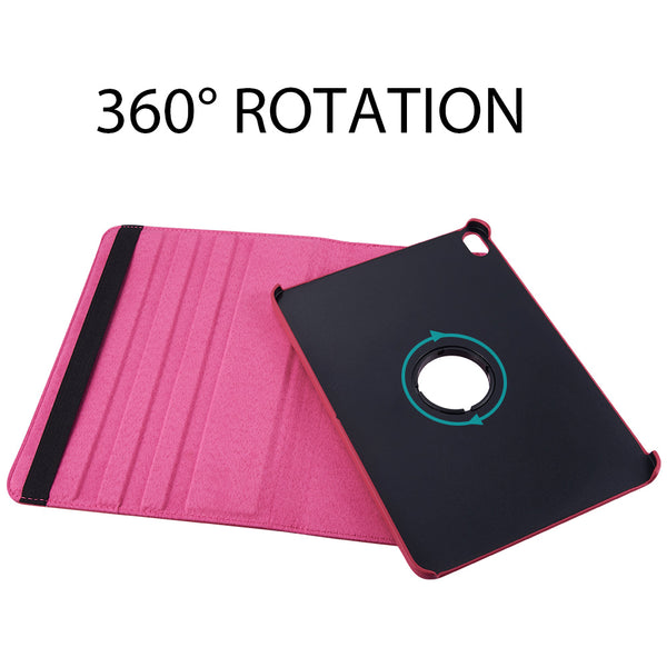 Apple iPad Pro 11 Case Rugged Drop-Proof Tablet Folio Cover with Rotating Stand Kickstand - Hot Pink