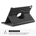 Apple iPad Pro 12.9 Case Rugged Drop-Proof Tablet Folio Cover with Rotating Stand Kickstand - Black