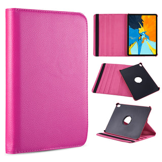 Apple iPad Pro 12.9 Case Rugged Drop-proof Tablet Folio Cover with Rotating Stand Kickstand - Hot Pink