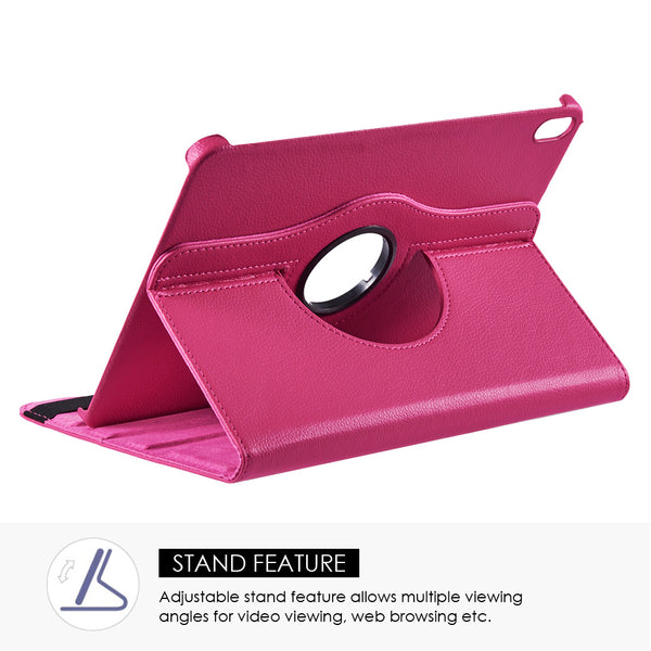 Apple iPad Pro 12.9 Case Rugged Drop-Proof Tablet Folio Cover with Rotating Stand Kickstand - Hot Pink