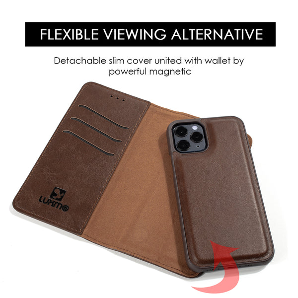 Case for Apple iPhone 12 Pro Max (6.7) The Luxury Gentleman Magnetic Flip Leather Wallet - Brown