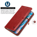 Case for Apple iPhone 13 Pro (6.1) The Luxury Gentleman Magnetic Flip Leather Wallet - Red