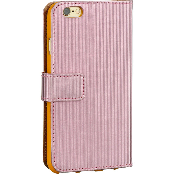 Apple iPhone 6, iPhone 6S Case Rugged Drop-Proof Wallet Pouch with Card Window Slot - Shiny Stripes - Hot Pink
