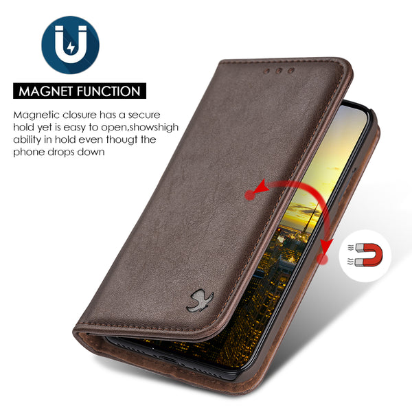 Case for Apple iPhone XS Max The Luxury Gentleman Magnetic Flip Leather Wallet - Brown