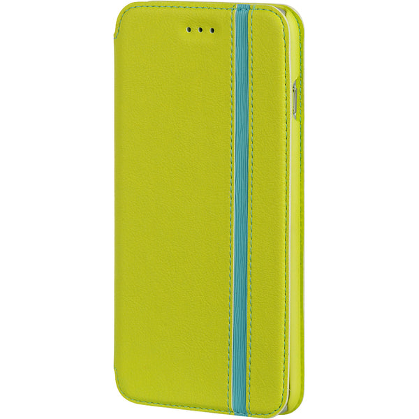 Apple iPhone 6, iPhone 6S Case Rugged Drop-Proof Wallet Pouch Stand Kickstand Green PU Leather with Blue Strip