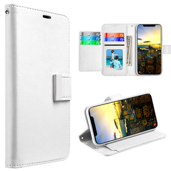 Apple iPhone XS, iPhone X Case Rugged Drop-proof Wallet Multi-Card ID Slots - White