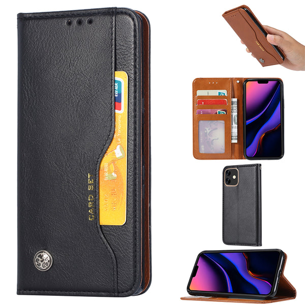 Case for Apple iPhone 11 Essentials Series Leather Wallet Phone with Credit Card Slots - Black