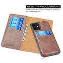 Case for Apple iPhone 11 Luxury Gentleman 2nd Generation Detachable Magnetic Flip Leather Wallet with Trio Card Slots - Brown