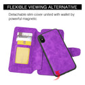 Apple iPhone XS Max Case Rugged Drop-Proof PU Leather Wallet with Flip Screen Cover & Multiple Card Slots - Purple
