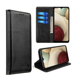 Case for Samsung for Samsung Galaxy A12 The Luxury Gentleman Series 3 Magnetic Flip Leather Wallet TPU+PC - Black