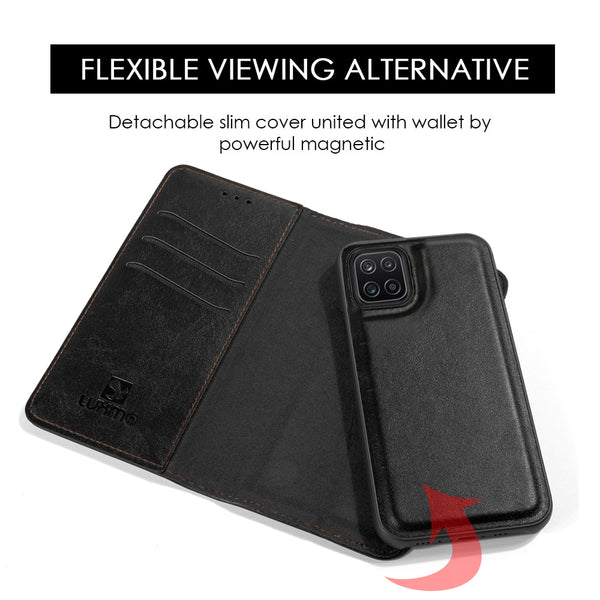 Case for Samsung for Samsung Galaxy A22 5G / Celero 5G The Luxury Gentleman Series 3 Magnetic Flip Leather Wallet TPU+PC - Black