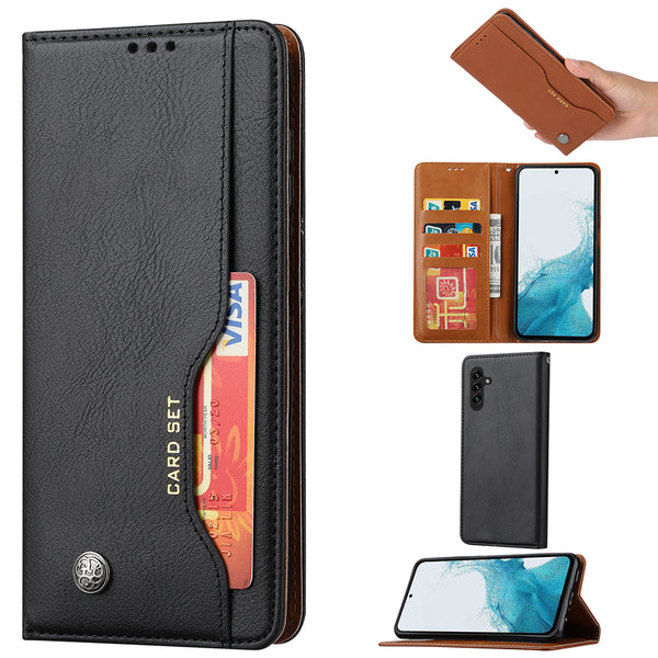 Case for Samsung Galaxy A54 5G (2023) Essentials Series Leather Wallet Phone with Credit Card Slots - Black