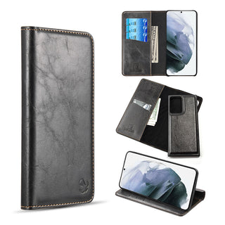 Case for Samsung Galaxy A72 The Luxury Gentleman Magnetic Flip Leather Wallet - Black