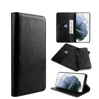 Case for Samsung for Samsung Galaxy S21 FE The Luxury Gentleman Series 3 Magnetic Flip Leather Wallet TPU+PC - Black