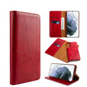 Case for Samsung Galaxy S22 The Luxury Gentleman Magnetic Flip Leather Wallet - Red