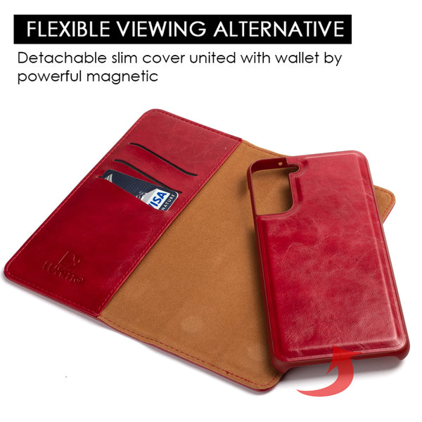 Case for Samsung Galaxy S22+ The Luxury Gentleman Magnetic Flip Leather Wallet - Red