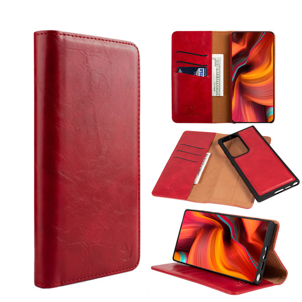 Case for Samsung Galaxy S23 The Luxury Gentleman Series 4 Magnetic Flip Leather Wallet TPU - Red