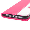 Samsung Galaxy S7 Case Rugged Drop-Proof Wristlet Pouch Stand Kickstand with Card Slots - Hot Pink / White