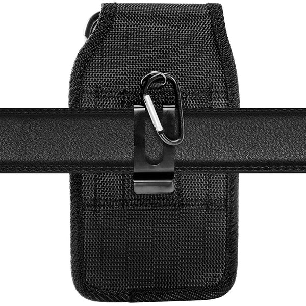 Luxmo Euv Medium Size 5.5 inch 6.25 x 3.5 x 0.60 Vertical Universal Leather Pouch with Front Buckle - Black