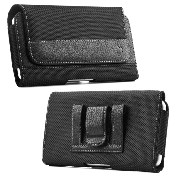 Luxmo Small Size 5 inch 5.75 x 3 x 0.5 Horizontal Universal Leather Pouch - Black