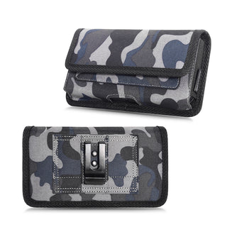Luxmo #37 Large Size 6.3 Inch 6.75 X 3.75 X 0.75 Horizontal Universal Nylon Pouch With Dual Card Slots - Grey Camo