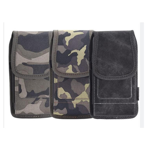 Luxmo #35 Large Size 6.3 Inch 6.75 X 3.75 X 0.75 Vertical Universal Nylon Pouch With Dual Card Slots ?C Grey Camo