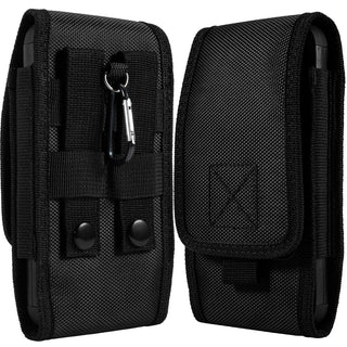Luxmo Large Size 6.3 inch 6.75 x 3.75 x 0.75 Vertical Universal Nylon Pouch with Card Slot - Black