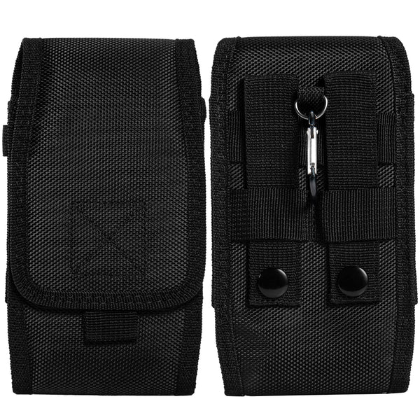 Luxmo Large Size 6.3 inch 6.75 x 3.75 x 0.75 Vertical Universal Nylon Pouch with Card Slot - Black